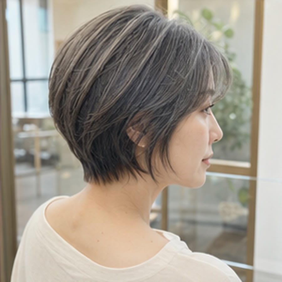 グレイぼかしショート